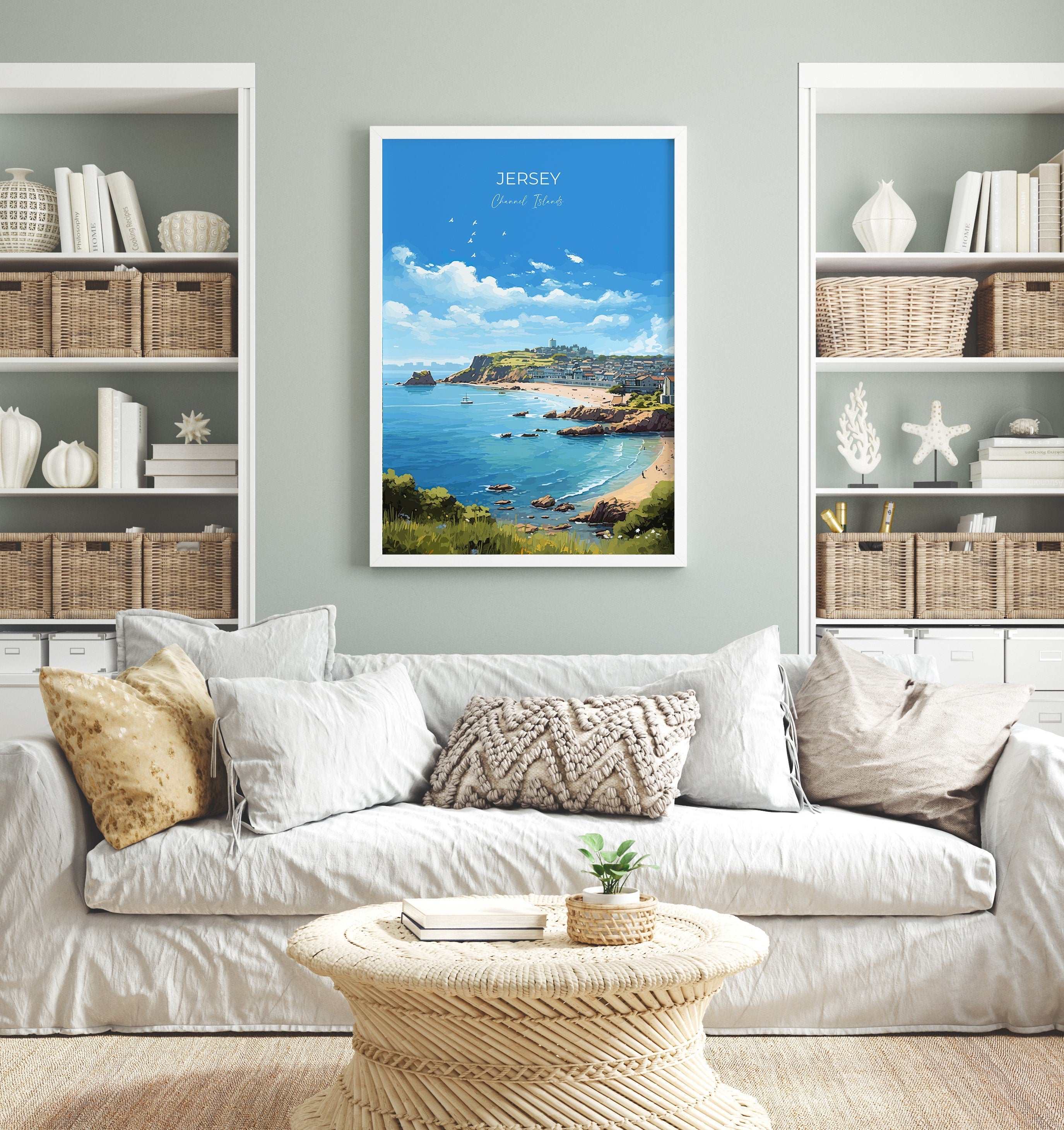Jersey Travel Print, Travel Poster of Jersey, Channel Islands, Jersey Art Lovers Gift, Jersey Wall Art Print NQ Media Designs
