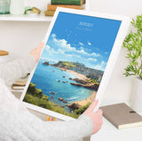 Jersey Travel Print, Travel Poster of Jersey, Channel Islands, Jersey Art Lovers Gift, Jersey Wall Art Print NQ Media Designs