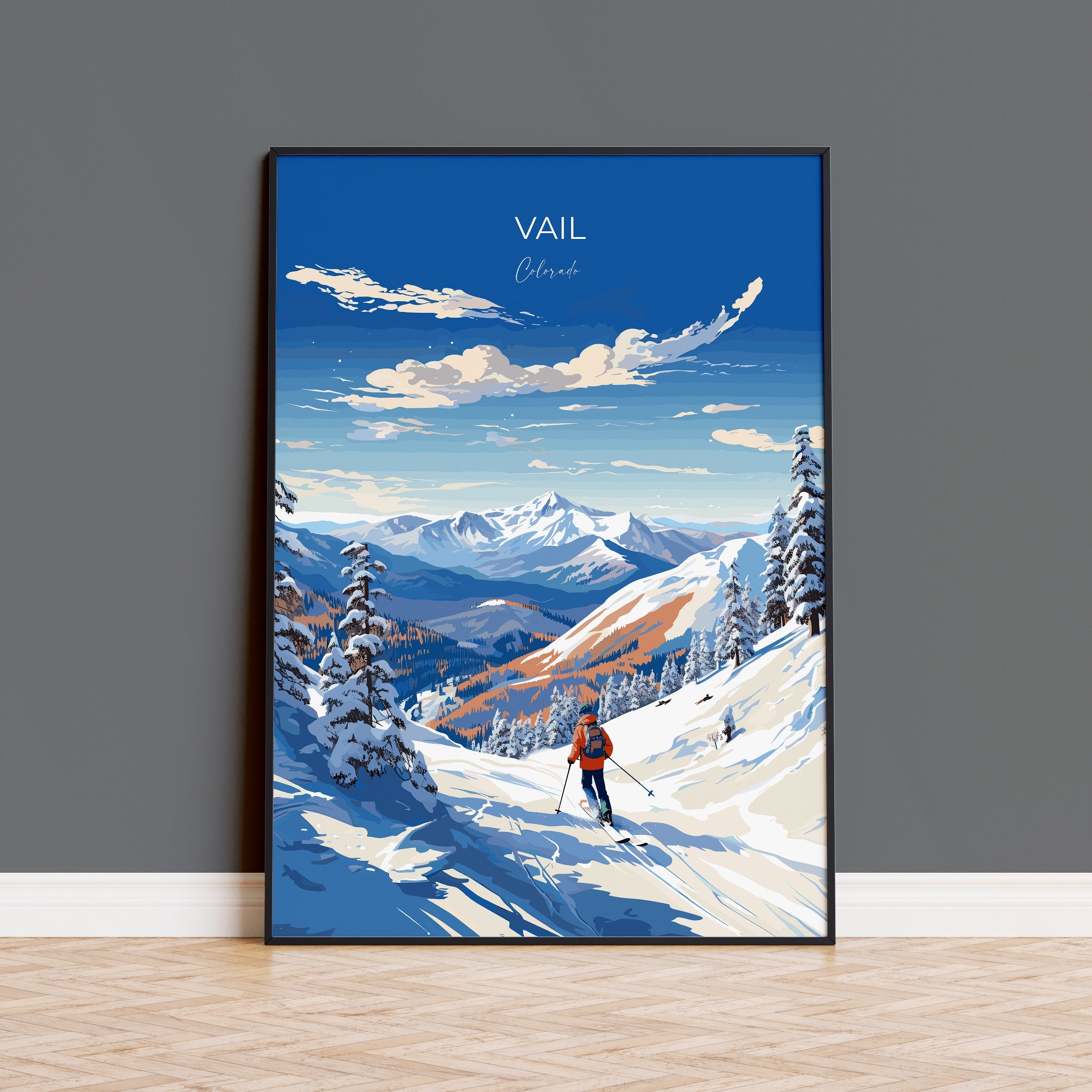 Vail Travel Poster Wall Art, Travel Print of Vail, Colorado, USA, Vail Art Lovers Gift NQ Media Designs