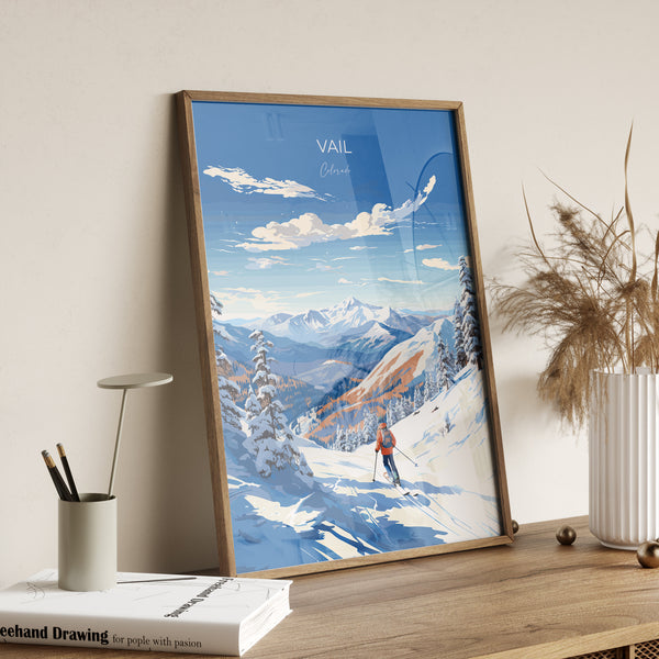 Vail Travel Poster Wall Art, Travel Print of Vail, Colorado, USA, Vail Art Lovers Gift
