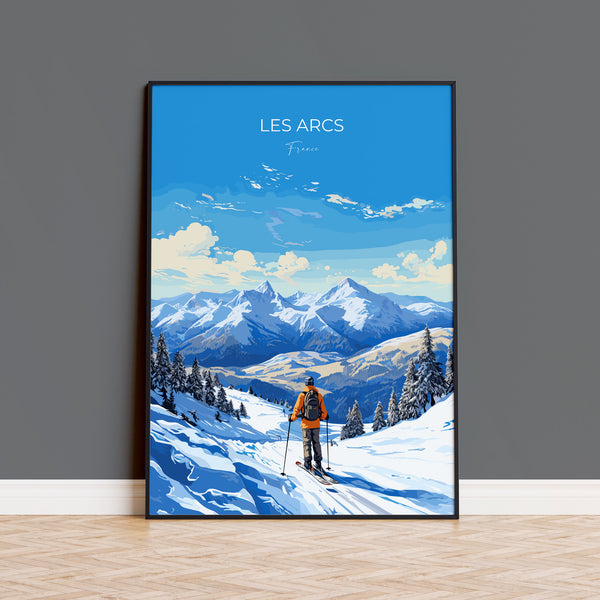 Les Arcs Wall Art Travel Poster, Travel Print of Les Arcs , Ski Poster, Les Arcs Art Gift, France Ski Art Travel Gift