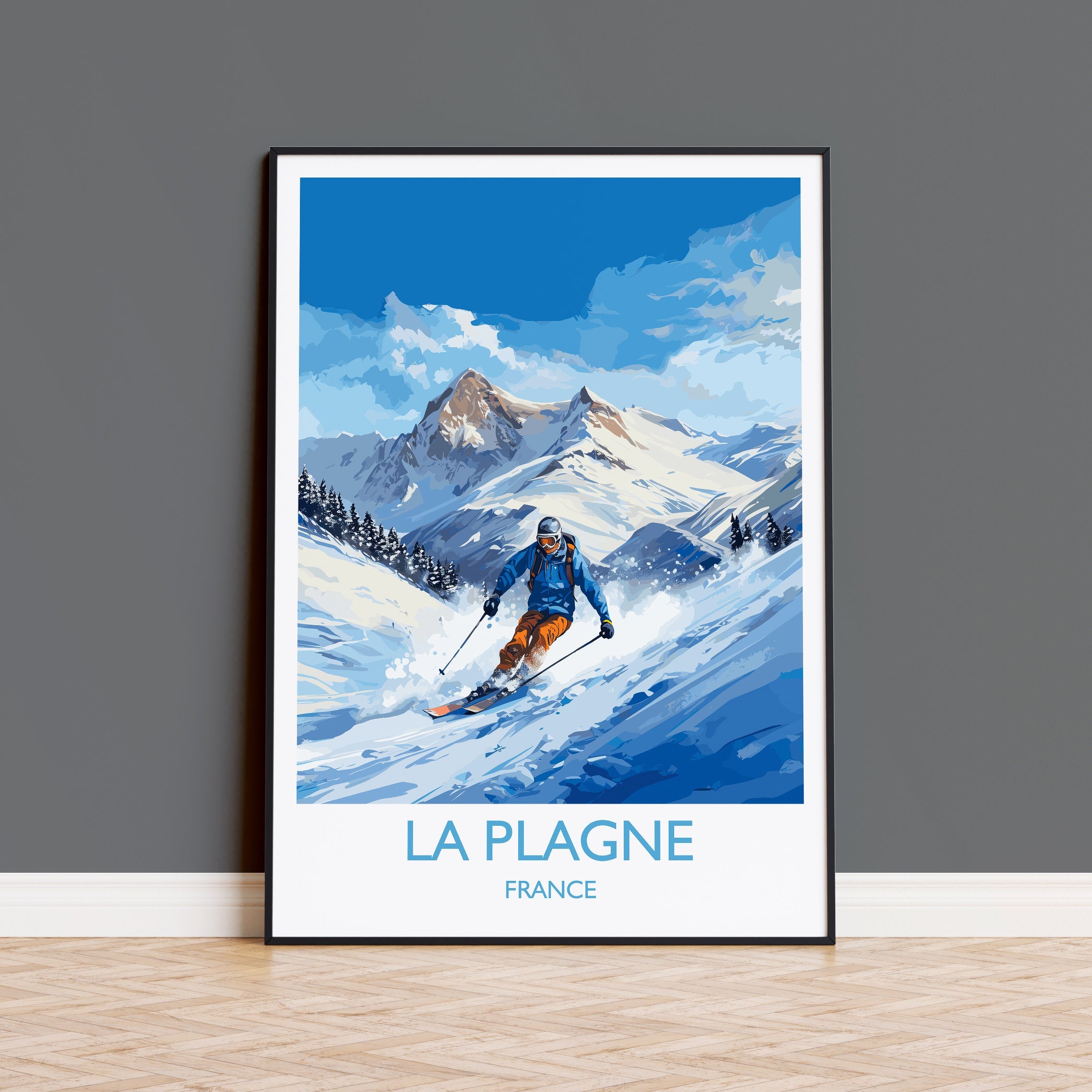 La Plagne Wall Art Travel Poster, Travel Print of La Plagne, Ski Poster, La Plagne Art Gift, France Ski Art Travel Gift NQ Media Designs
