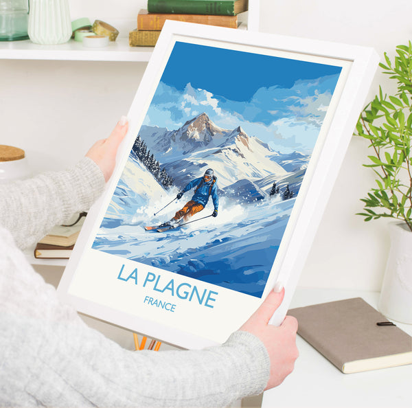 La Plagne Wall Art Travel Poster, Travel Print of La Plagne, Ski Poster, La Plagne Art Gift, France Ski Art Travel Gift