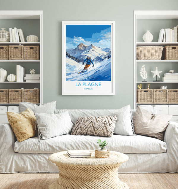 La Plagne Wall Art Travel Poster, Travel Print of La Plagne, Ski Poster, La Plagne Art Gift, France Ski Art Travel Gift