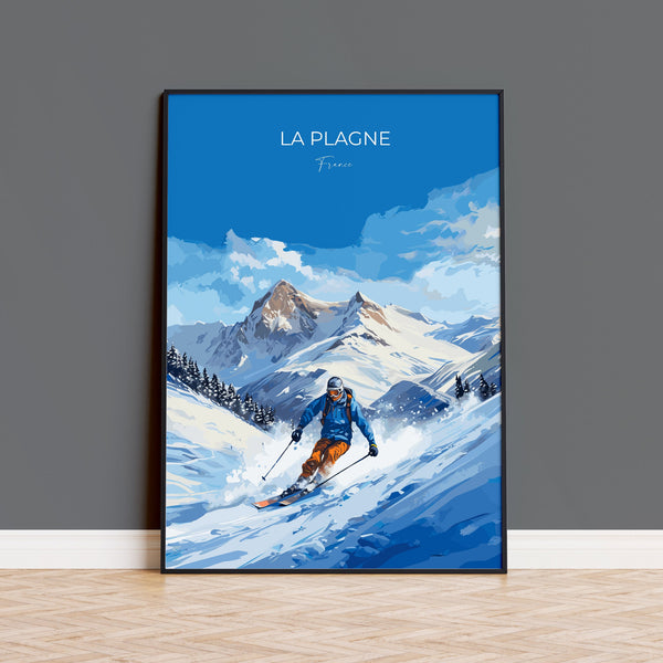 La Plagne Wall Art Travel Poster, Travel Print of La Plagne, Ski Poster, La Plagne Art Gift, France Ski Art Travel Gift