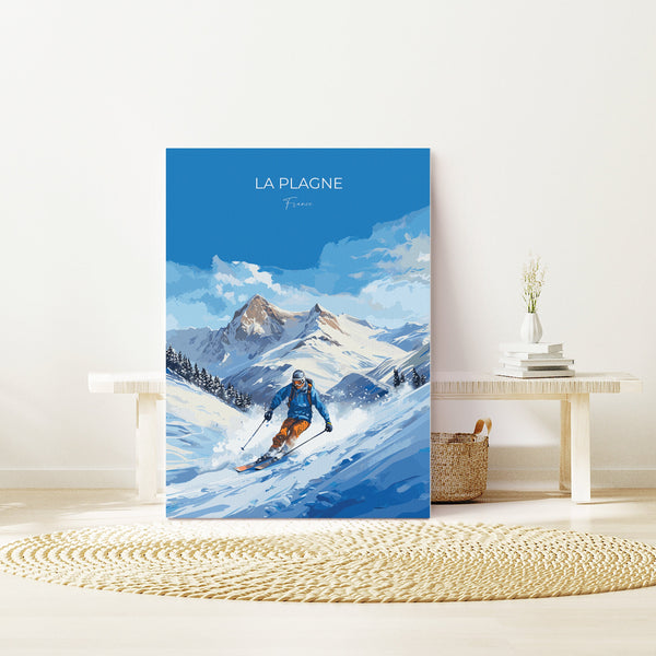 La Plagne Wall Art Travel Poster, Travel Print of La Plagne, Ski Poster, La Plagne Art Gift, France Ski Art Travel Gift