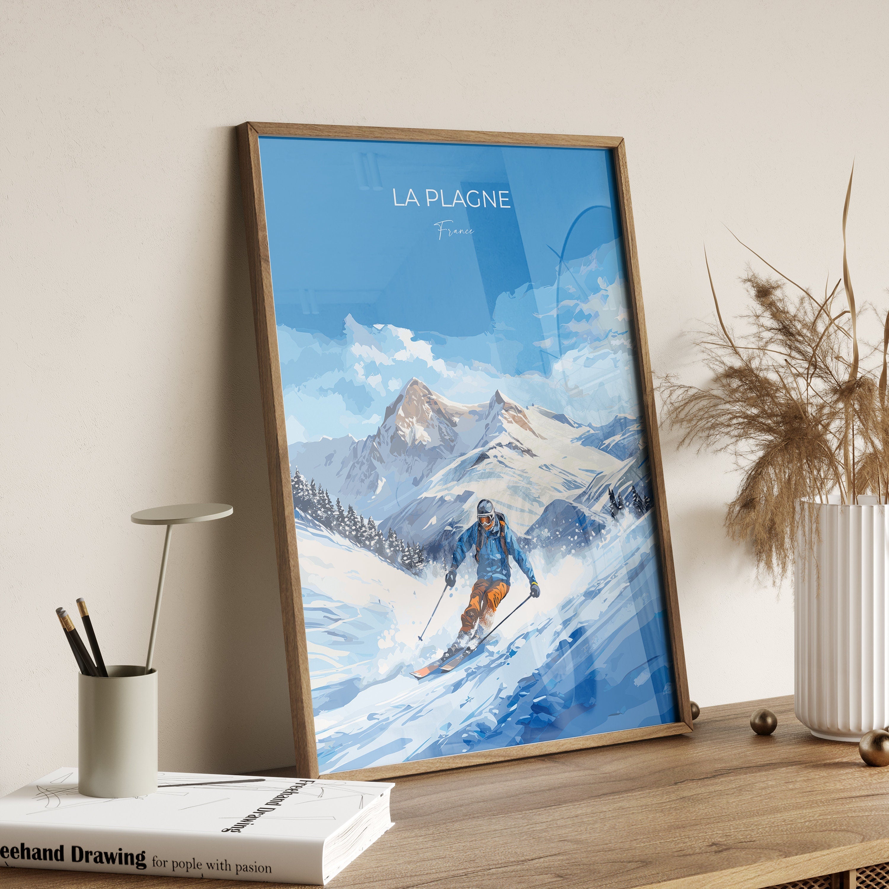 La Plagne Wall Art Travel Poster, Travel Print of La Plagne, Ski Poster, La Plagne Art Gift, France Ski Art Travel Gift NQ Media Designs