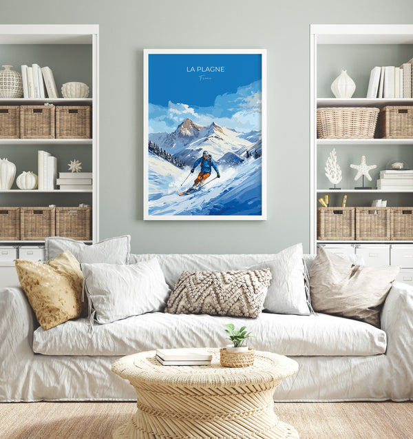 La Plagne Wall Art Travel Poster, Travel Print of La Plagne, Ski Poster, La Plagne Art Gift, France Ski Art Travel Gift