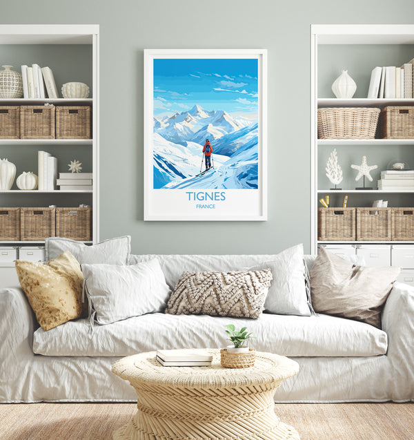 Tignes Wall Art Travel Poster, Travel Print of Tignes, Ski Poster, Tignes Art Gift, France Ski Art Travel Gift
