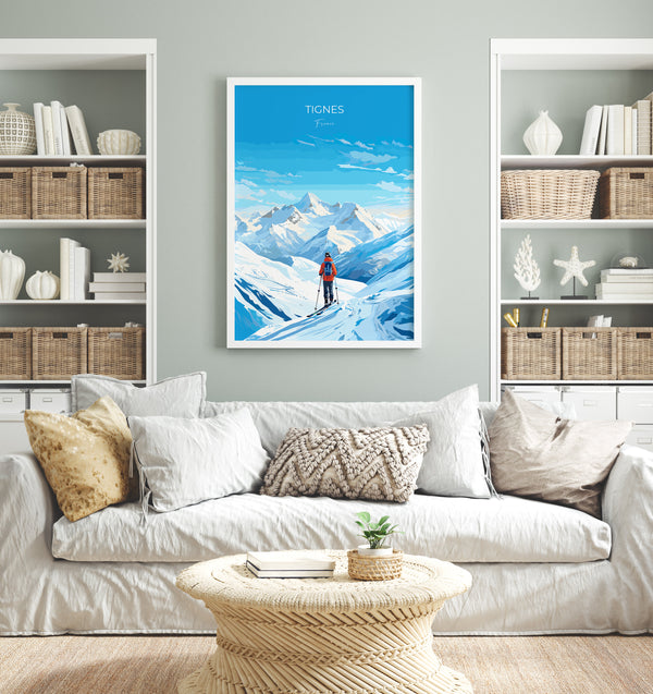Tignes Wall Art Travel Poster, Travel Print of Tignes, Ski Poster, Tignes Art Gift, France Ski Art Travel Gift