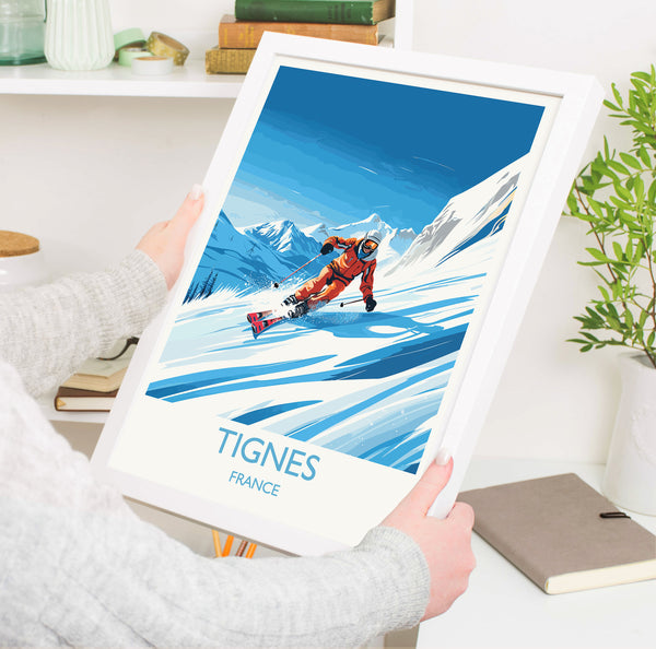 Tignes Wall Art Travel Poster, Travel Print of Tignes, Ski Poster, Tignes Art Gift, France Ski Art Travel Gift