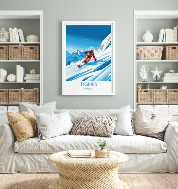 Tignes Wall Art Travel Poster, Travel Print of Tignes, Ski Poster, Tignes Art Gift, France Ski Art Travel Gift