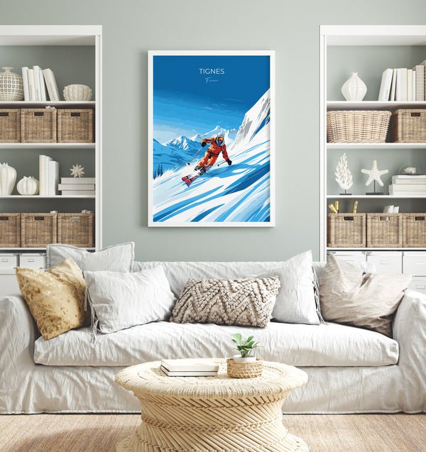 Tignes Wall Art Travel Poster, Travel Print of Tignes, Ski Poster, Tignes Art Gift, France Ski Art Travel Gift