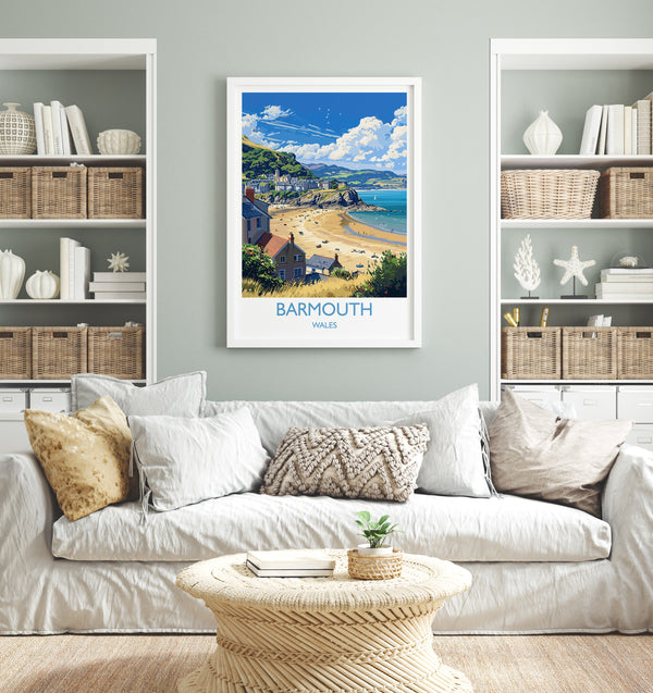 Barmouth Travel Print Wall Art, Barmouth Travel Poster, Wales, Welsh Art, Barmouth Gift, Wall Art Print