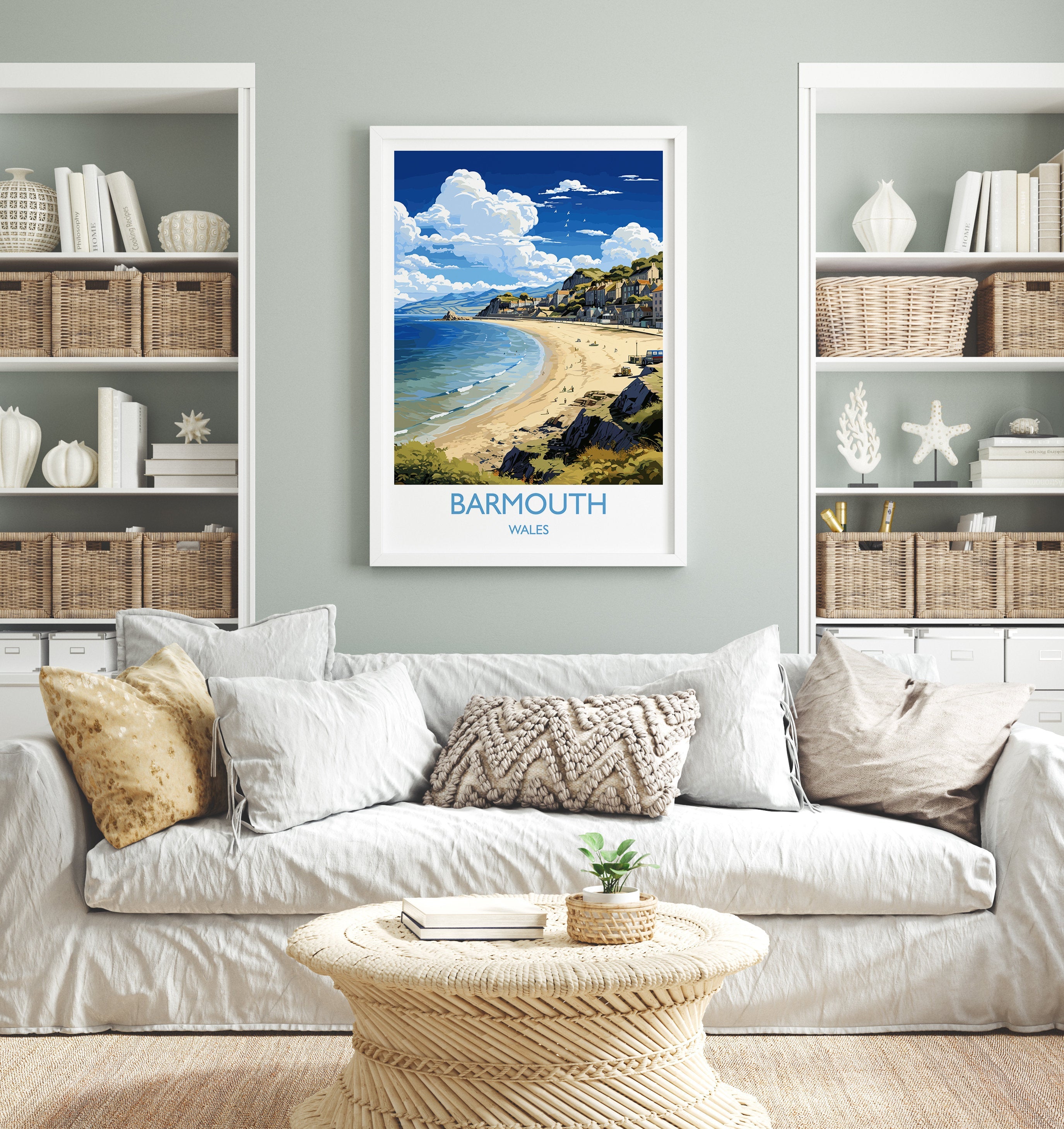Barmouth Travel Poster Wall Art, Barmouth Travel Print, Wales, Welsh Art, Barmouth Gift, Wall Art Print NQ Media Designs