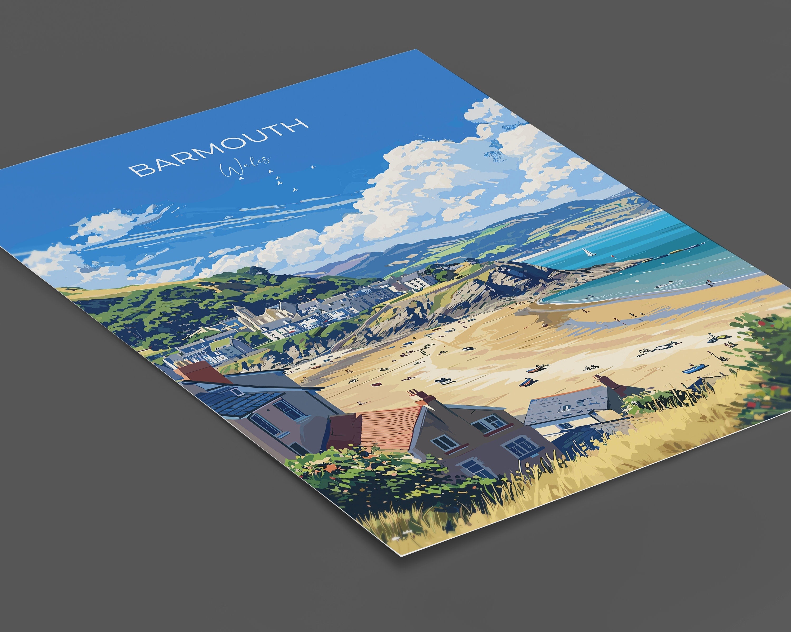 Barmouth Travel Print Wall Art, Barmouth Travel Poster, Wales, Welsh Art, Barmouth Gift, Wall Art Print NQ Media Designs