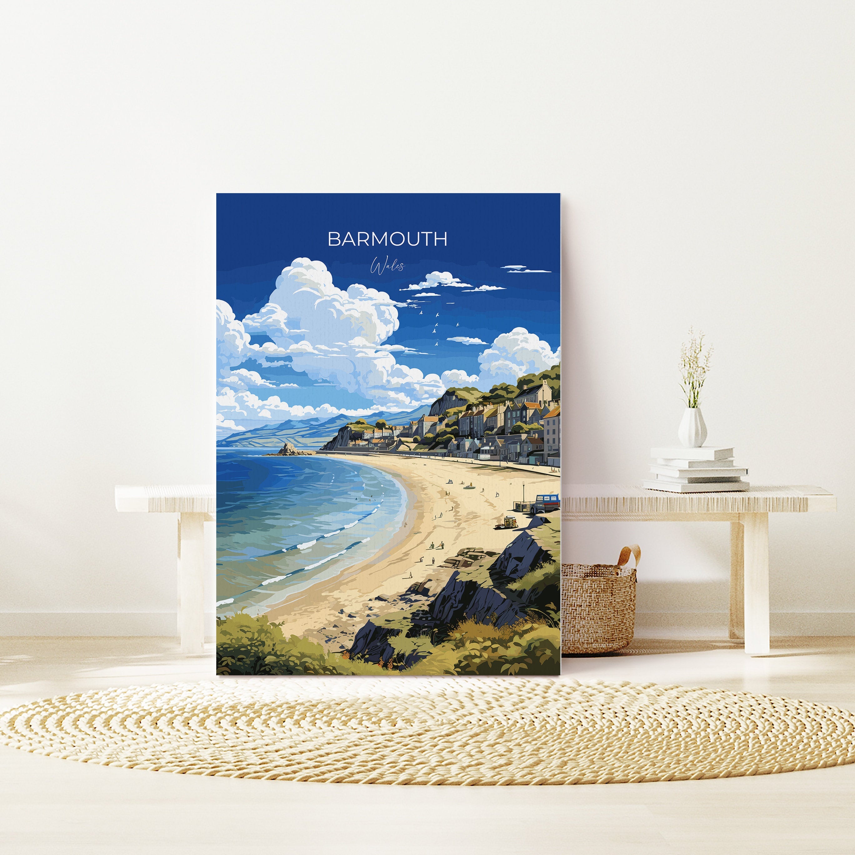 Barmouth Travel Poster Wall Art, Barmouth Travel Print, Wales, Welsh Art, Barmouth Gift, Wall Art Print NQ Media Designs