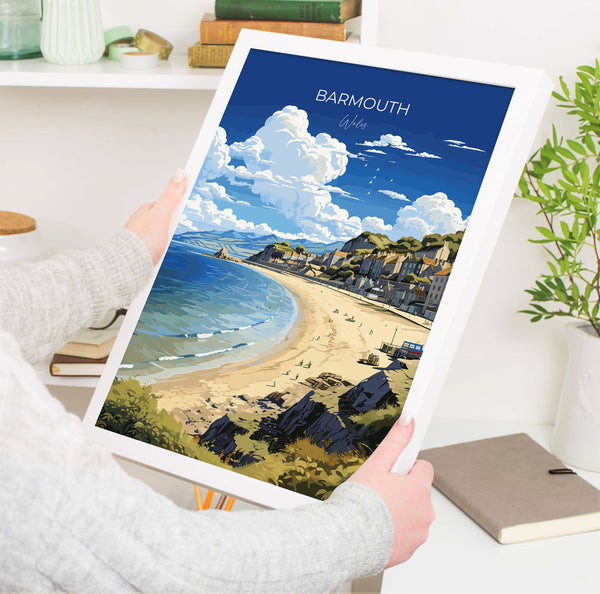 Barmouth Travel Poster Wall Art, Barmouth Travel Print, Wales, Welsh Art, Barmouth Gift, Wall Art Print