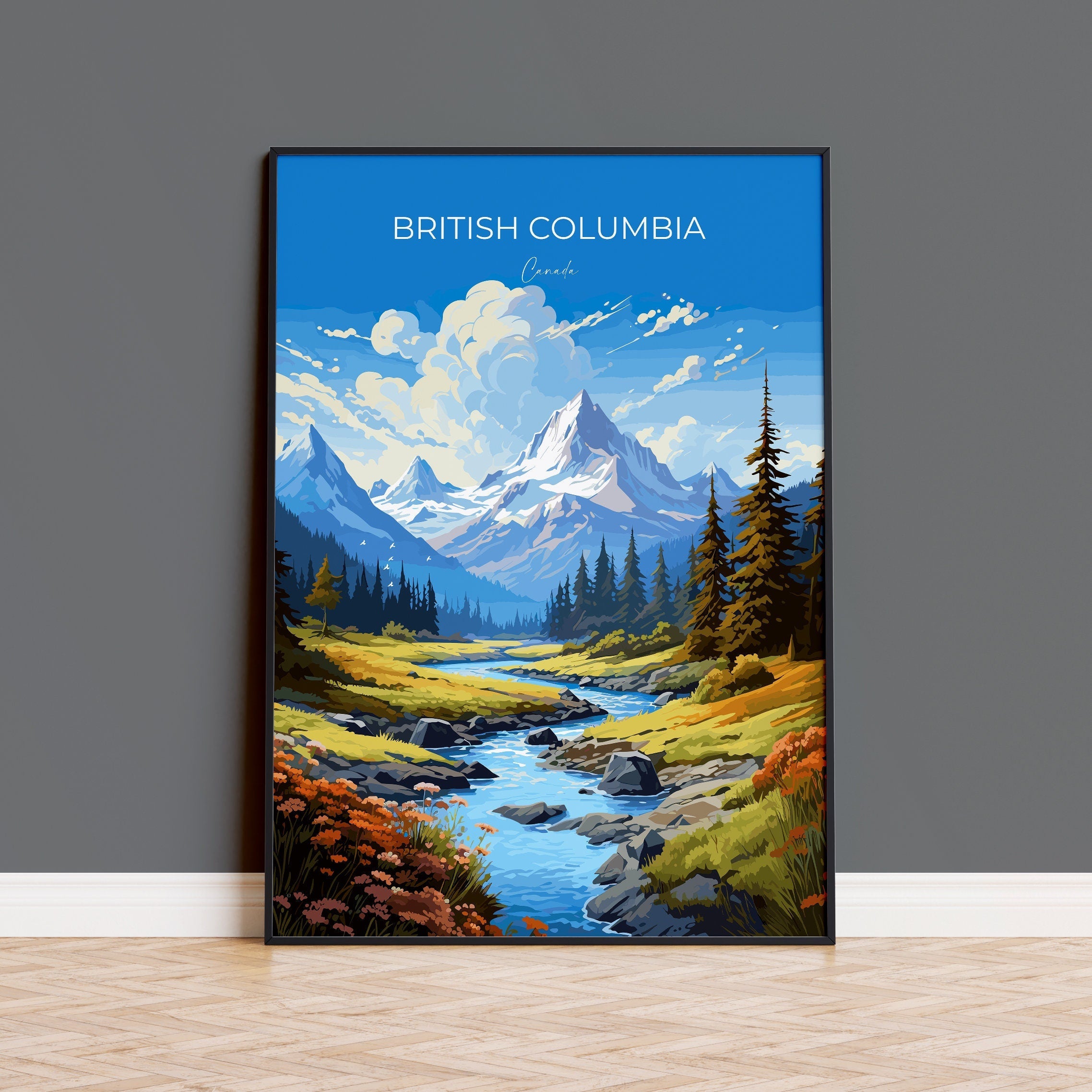 British Columbia Wall Art Travel Poster, Travel Print of British Columbia, British Columbia Art Lovers Gift, Canada Art Travel Gift NQ Media Designs