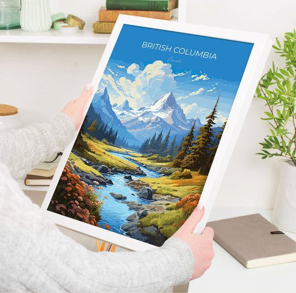 British Columbia Wall Art Travel Poster, Travel Print of British Columbia, British Columbia Art Lovers Gift, Canada Art Travel Gift