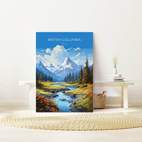 British Columbia Wall Art Travel Poster, Travel Print of British Columbia, British Columbia Art Lovers Gift, Canada Art Travel Gift