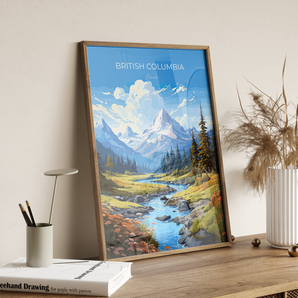 British Columbia Wall Art Travel Poster, Travel Print of British Columbia, British Columbia Art Lovers Gift, Canada Art Travel Gift