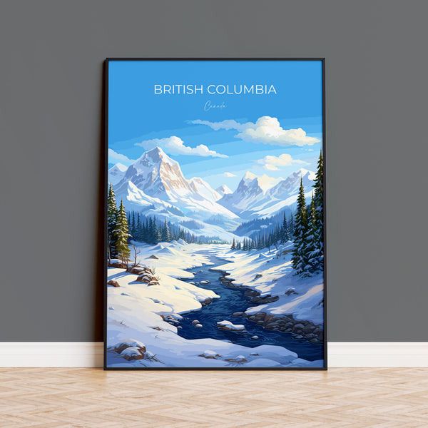British Columbia Wall Art Travel Print, Travel Poster of British Columbia, British Columbia Art Lovers Gift, Canada Winter Art Travel Gift