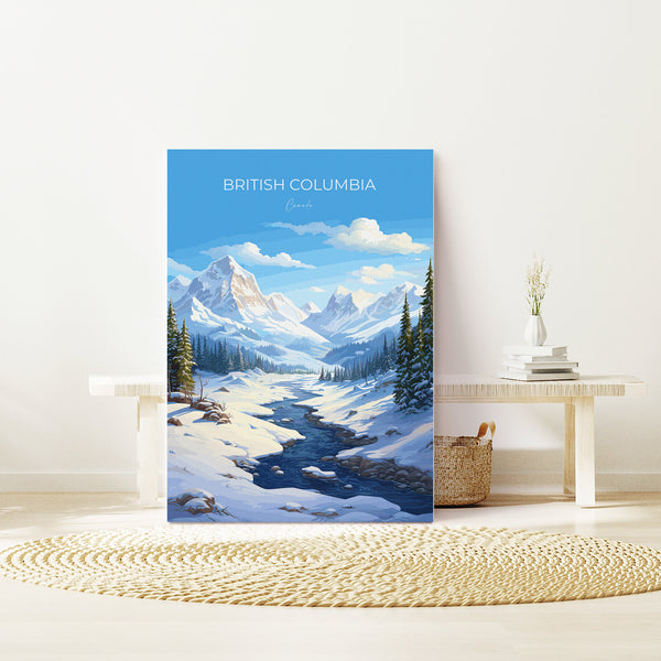 British Columbia Wall Art Travel Print, Travel Poster of British Columbia, British Columbia Art Lovers Gift, Canada Winter Art Travel Gift