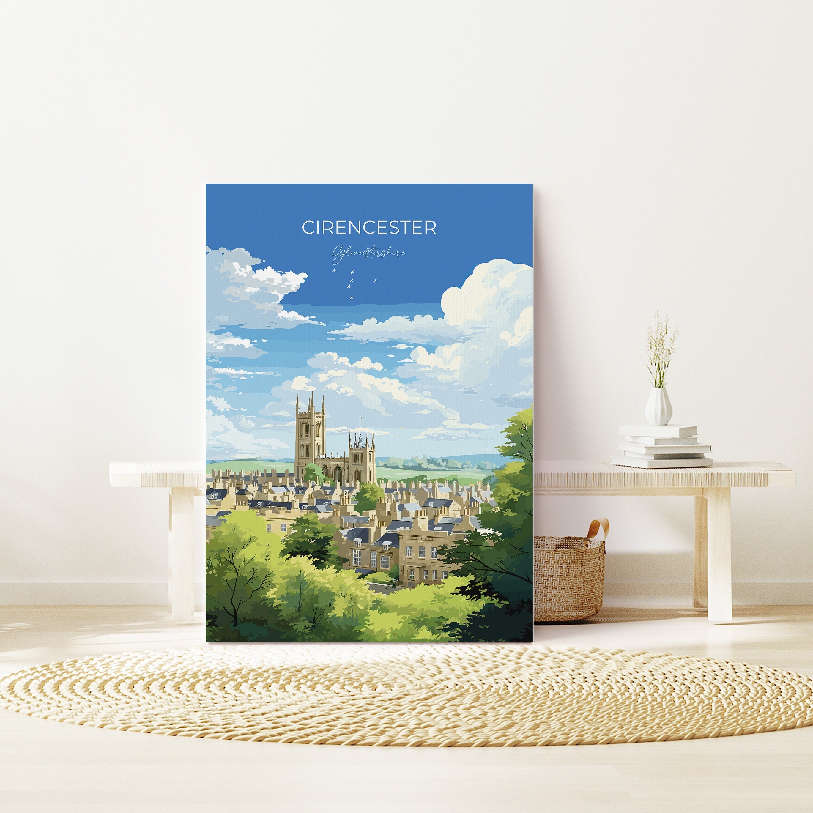 Cirencester Travel Poster Wall Art, Travel Print of Cirencester, Cirencester Art Gift, English Countryside Art Lovers Gift, NQ Media Designs