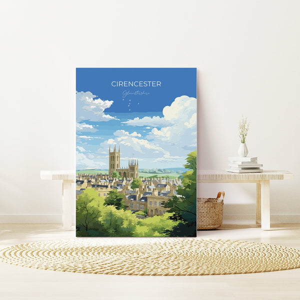Cirencester Travel Poster Wall Art, Travel Print of Cirencester, Cirencester Art Gift, English Countryside Art Lovers Gift,