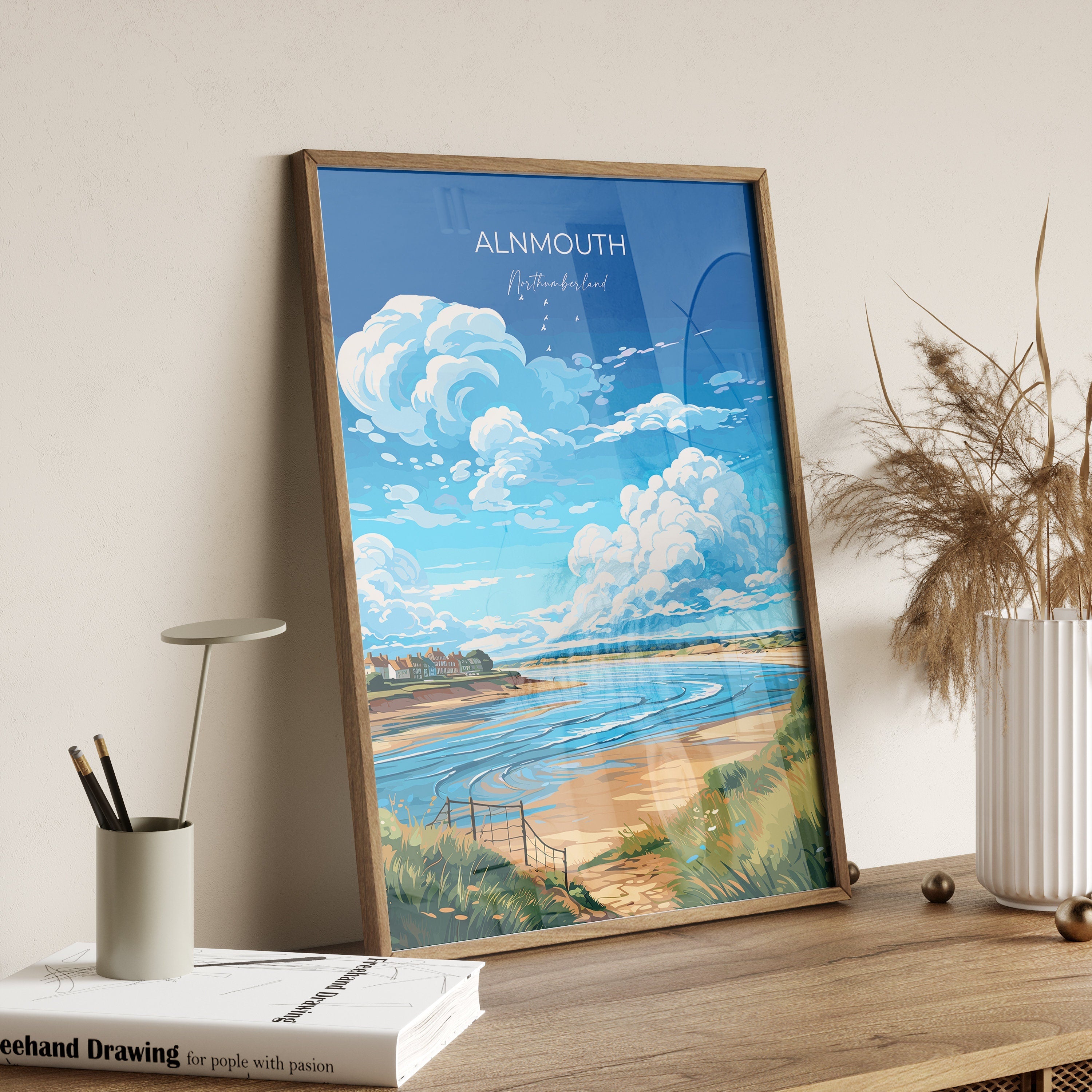 Alnmouth Travel Print Wall Art, Travel Poster of Alnmouth, Northumberland Art Gift, England, Alnmouth Art Lovers Gift NQ Media Designs