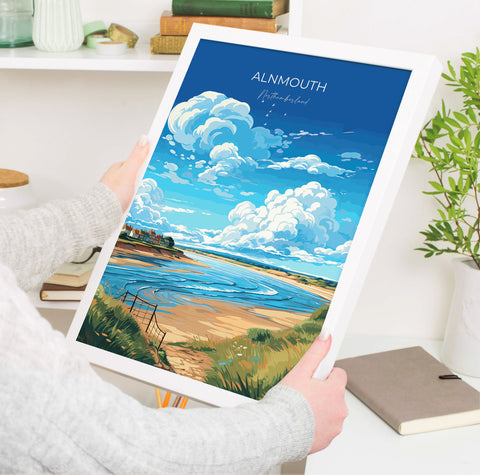 Alnmouth Travel Print Wall Art, Travel Poster of Alnmouth, Northumberland Art Gift, England, Alnmouth Art Lovers Gift