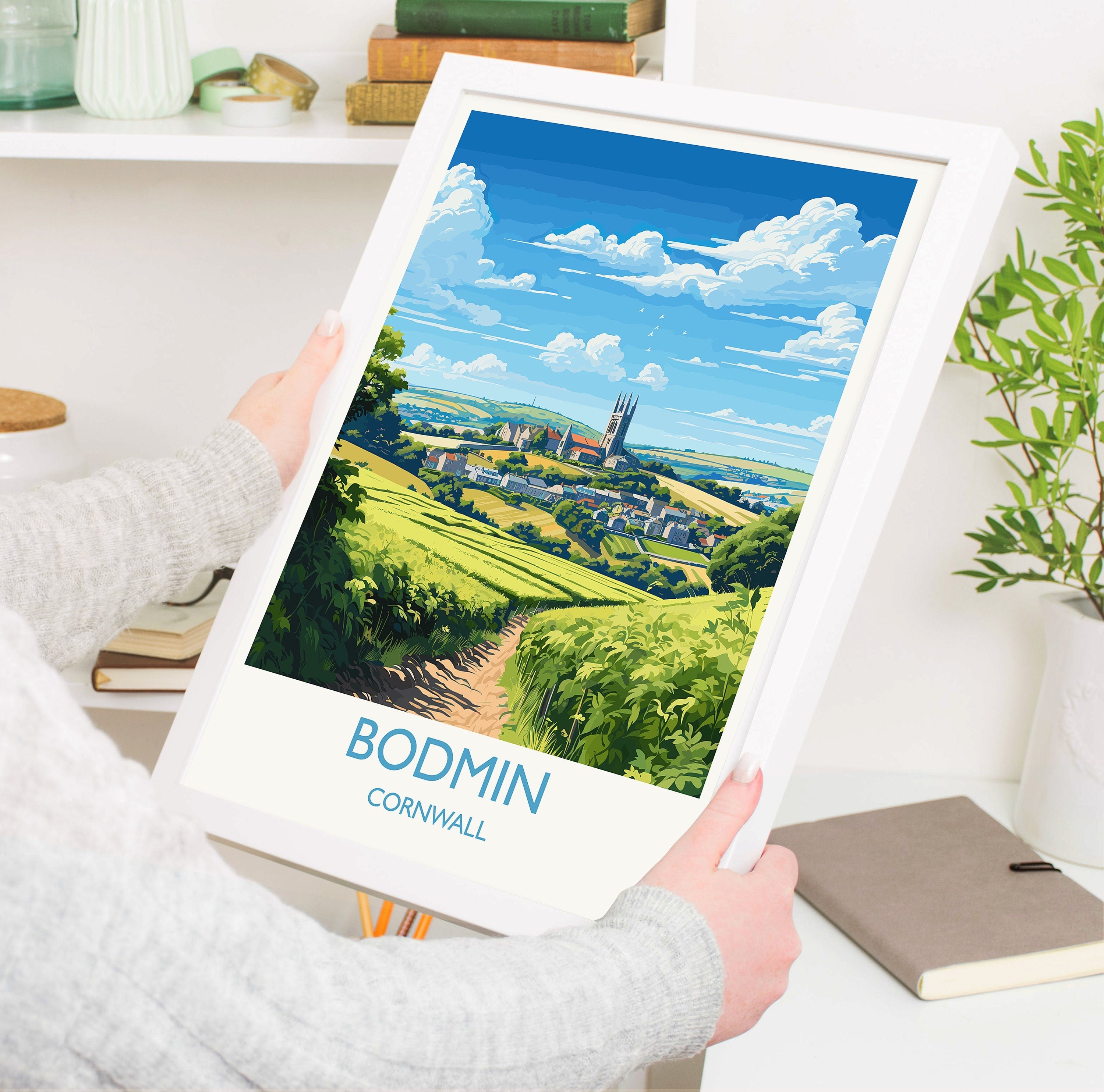 Bodmin Travel Poster, Travel Print of Cornwall, England, Cornwall Art, Bodmin Gift, Wall Art Print NQ Media Designs