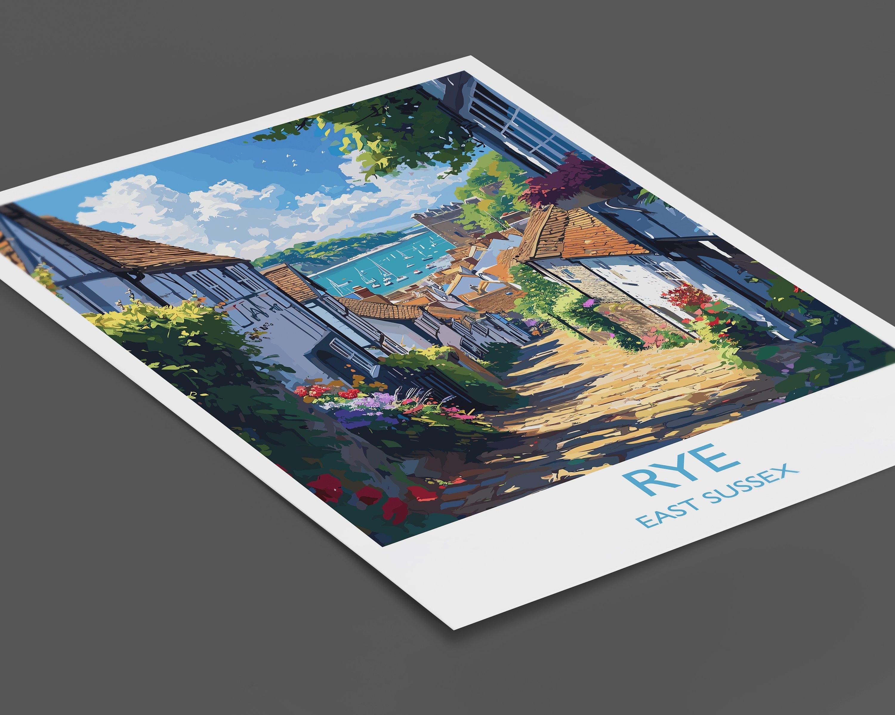 Rye Travel Poster Wall Art, Rye Travel Print, East Sussex, English Coastal Art, Rye Gift, Wall Art Print NQ Media Designs