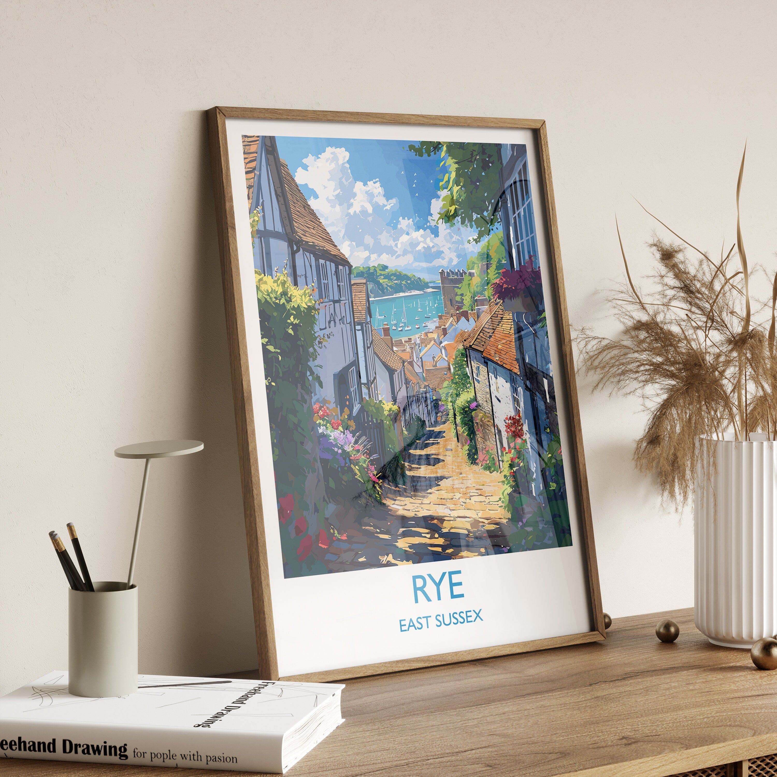 Rye Travel Poster Wall Art, Rye Travel Print, East Sussex, English Coastal Art, Rye Gift, Wall Art Print NQ Media Designs