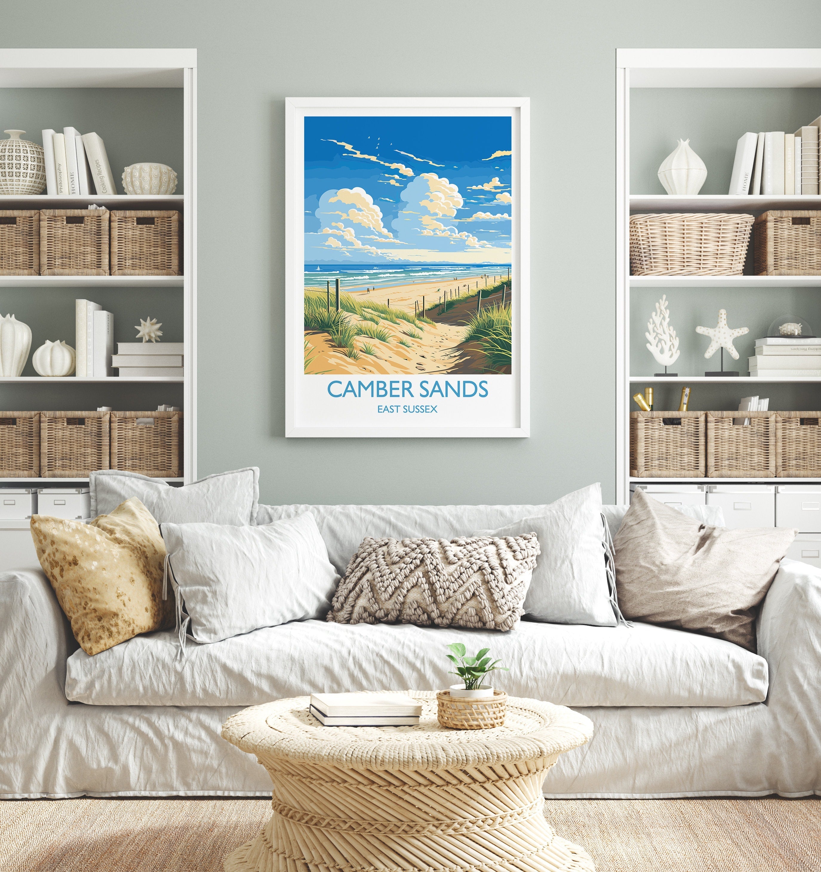 Camber Sands Travel Poster Wall Art, Camber Sands Travel Print, East Sussex, English Coastal Art, Camber Sands Gift, Wall Art Print NQ Media Designs