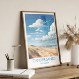 Camber Sands Travel Poster Wall Art, Camber Sands Travel Print, East Sussex, English Coastal Art, Camber Sands Gift, Wall Art Print NQ Media Designs