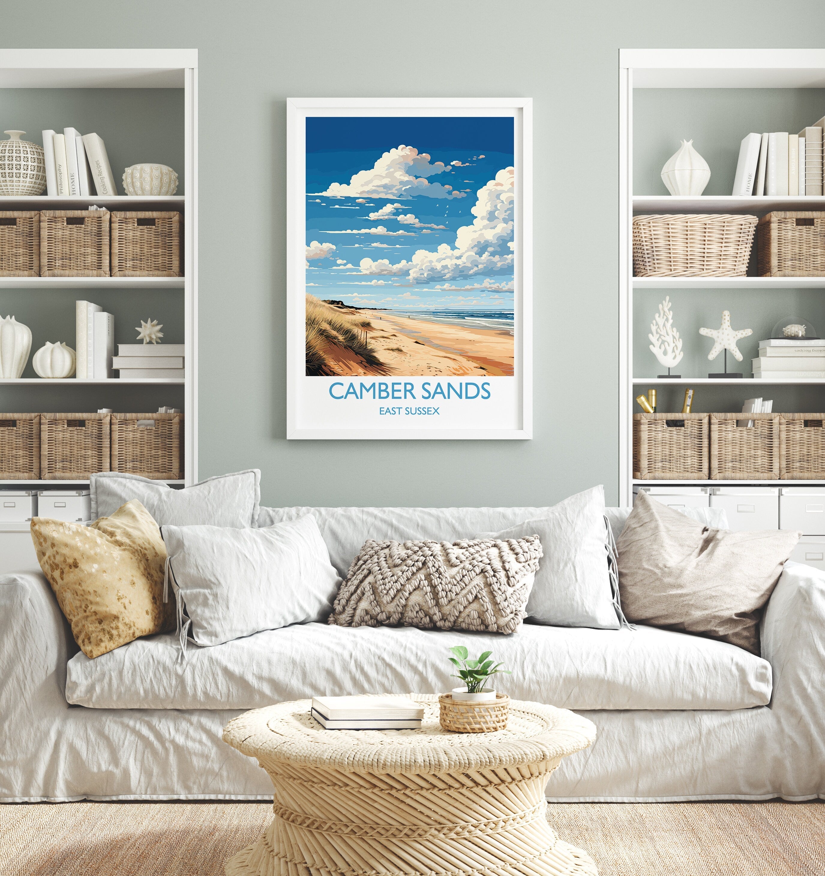 Camber Sands Travel Poster Wall Art, Camber Sands Travel Print, East Sussex, English Coastal Art, Camber Sands Gift, Wall Art Print NQ Media Designs