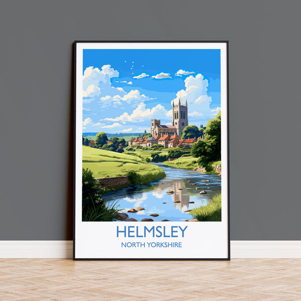 Helmsley Travel Print, Travel Poster of Helmsley, Yorkshire Gift, England, North Yorkshire Art, Helmsley Gift, Wall Art Lovers Print