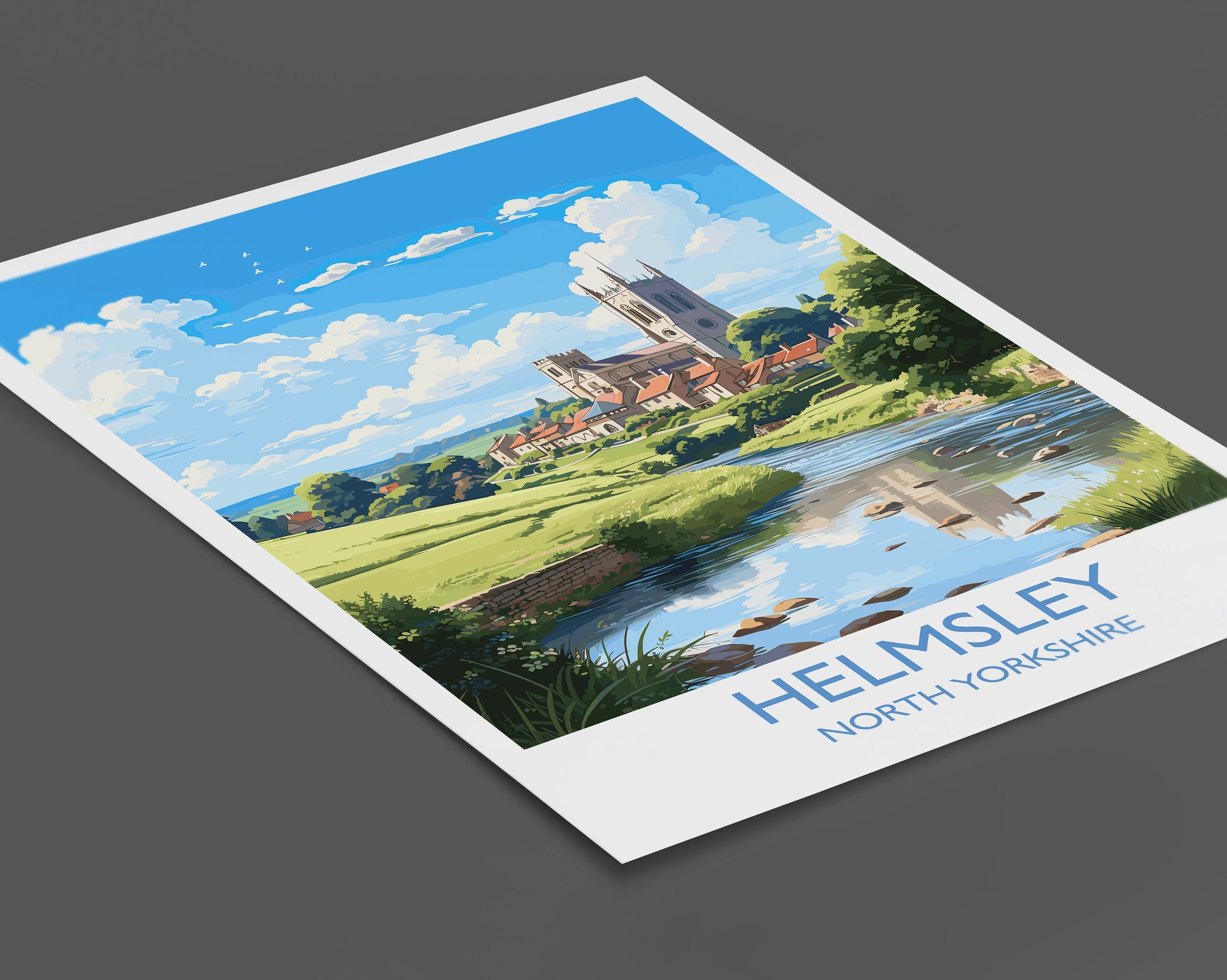 Helmsley Travel Print, Travel Poster of Helmsley, Yorkshire Gift, England, North Yorkshire Art, Helmsley Gift, Wall Art Lovers Print NQ Media Designs