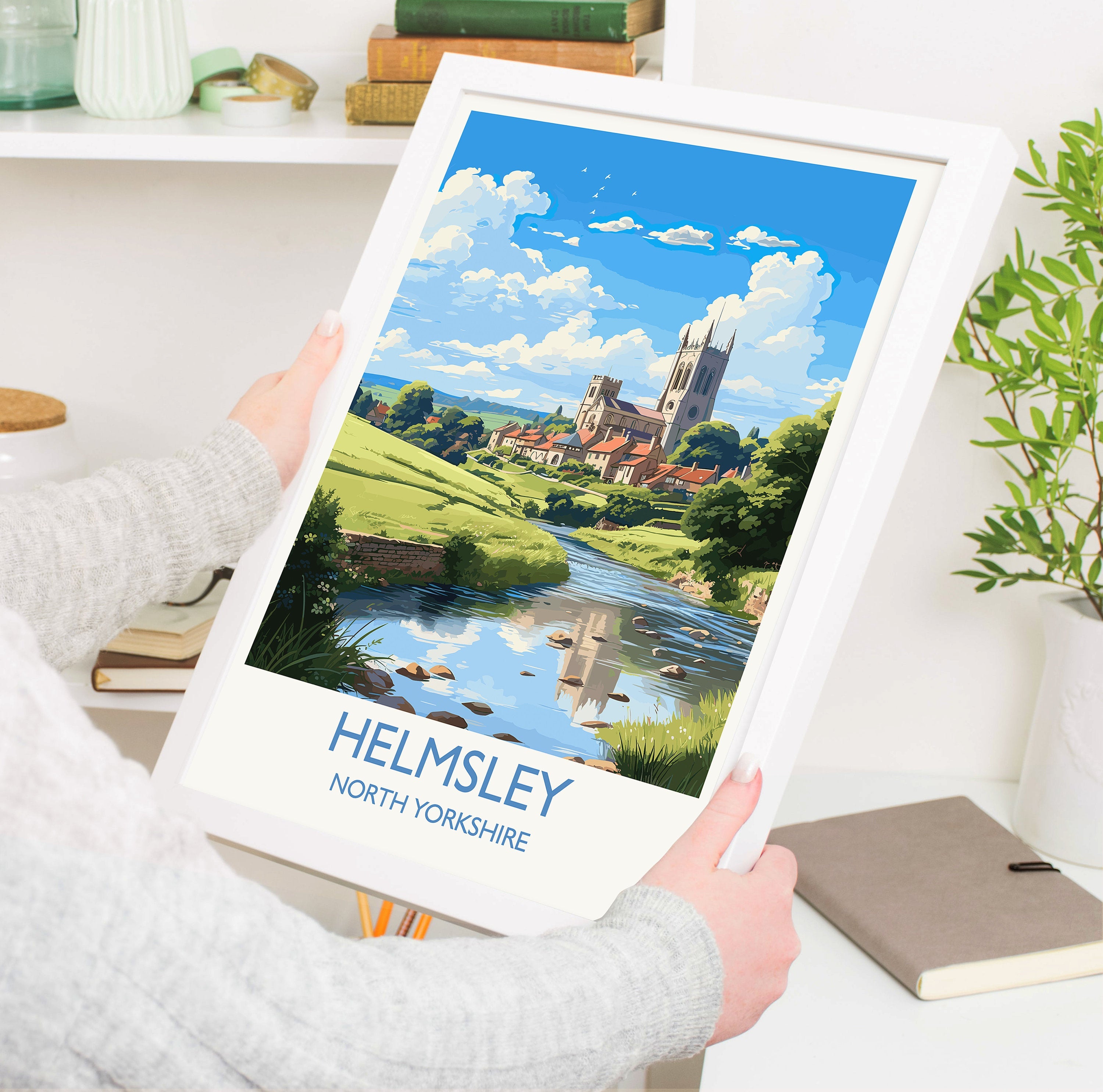 Helmsley Travel Print, Travel Poster of Helmsley, Yorkshire Gift, England, North Yorkshire Art, Helmsley Gift, Wall Art Lovers Print NQ Media Designs