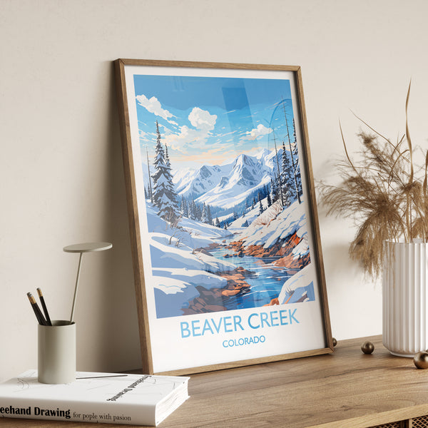 Beaver Creek Travel Poster Wall Art, Travel Print of Beaver Creek, Colorado, USA, Beaver Creek Art Lovers Gift