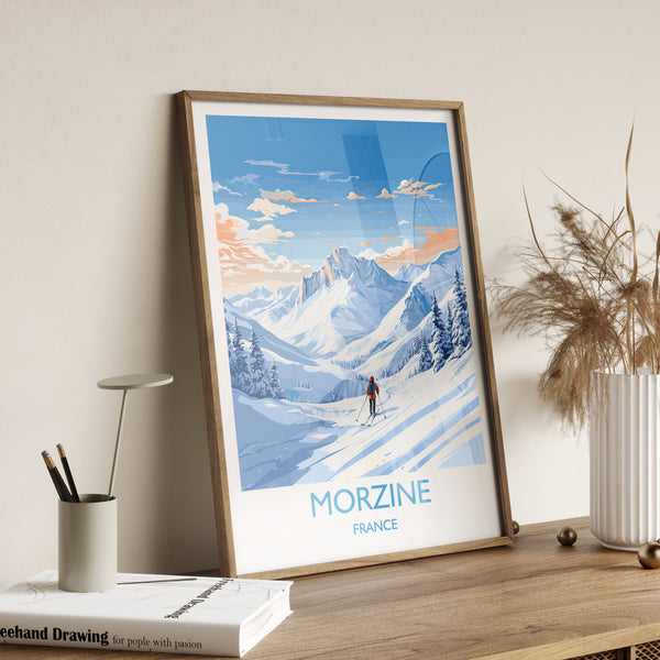 Morzine Wall Art Travel Poster, Travel Print of Morzine , Ski Poster, Morzine Art Gift, France Ski Art Travel Gift