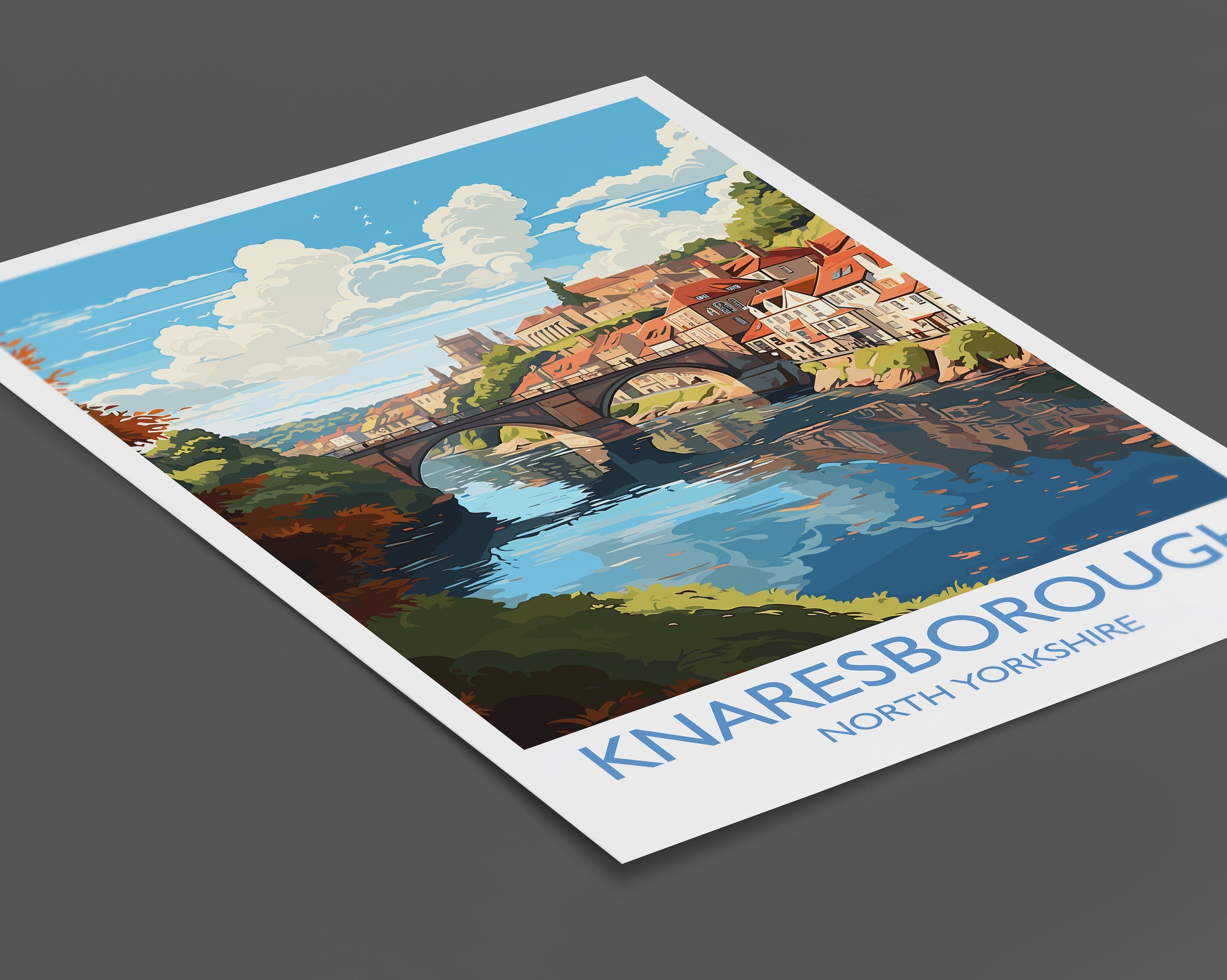 Knaresborough Travel Print, Travel Poster of Knaresborough, North Yorkshire Gift, England, Knaresborough Art Lovers Gift, Wall Art Print NQ Media Designs