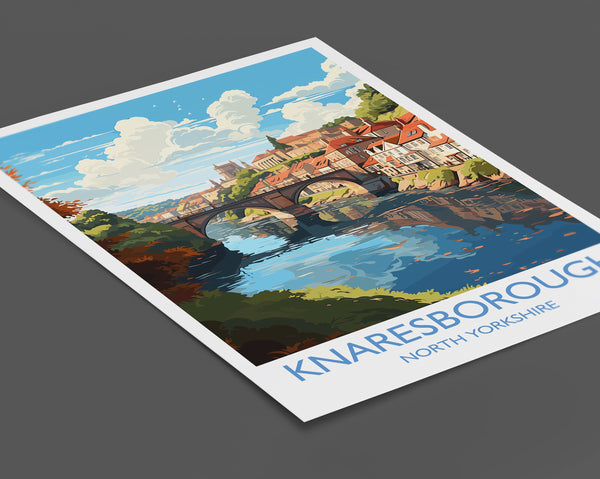 Knaresborough Travel Print, Travel Poster of Knaresborough, North Yorkshire Gift, England, Knaresborough Art Lovers Gift, Wall Art Print