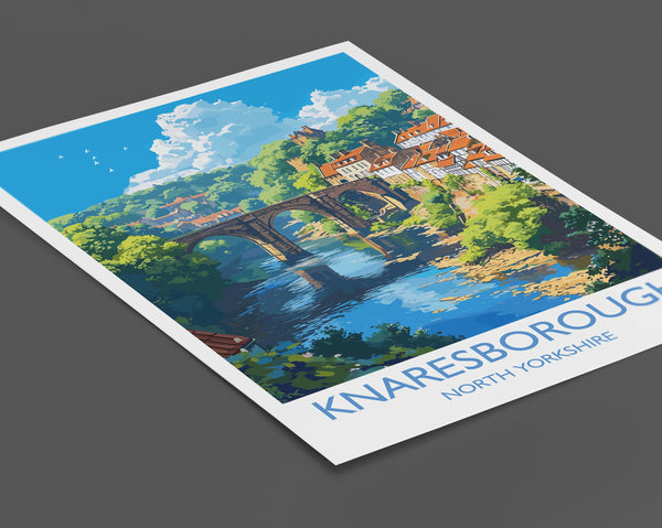 Knaresborough Travel Poster, Travel Print of Knaresborough, North Yorkshire Gift, England, Knaresborough Art Lovers Gift, Wall Art Print