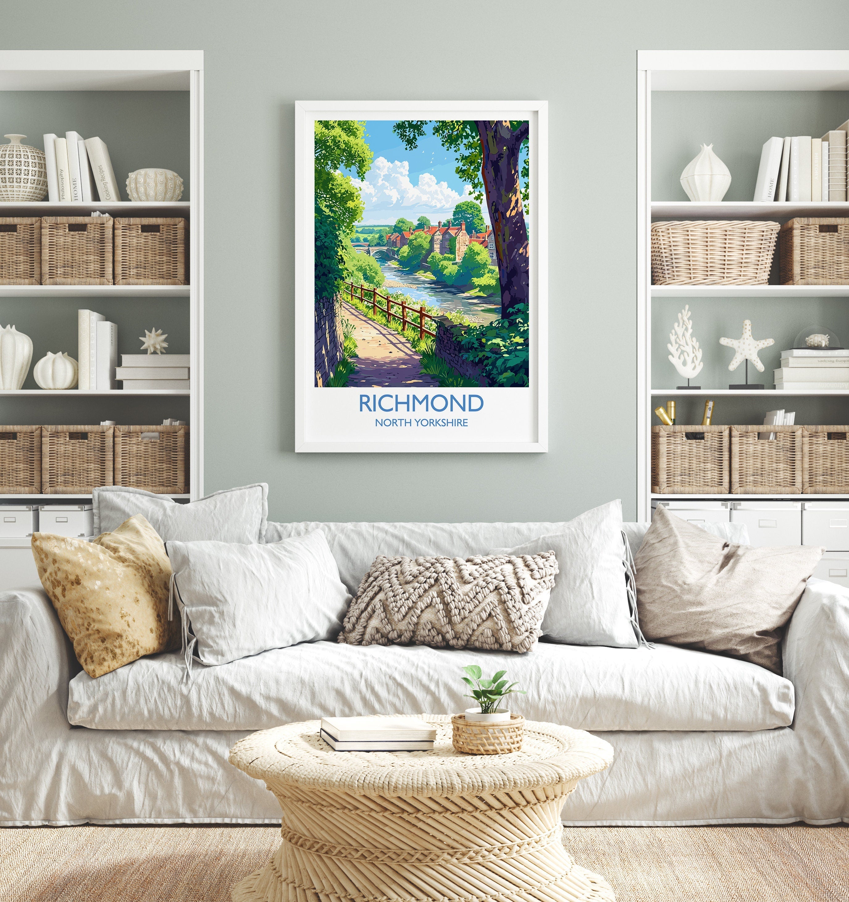 Richmond Travel Poster, Travel Print of Richmond, North Yorkshire Gift, England, Richmond Art Lovers Gift, Wall Art Print NQ Media Designs