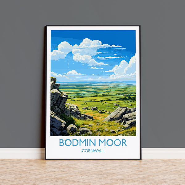 Bodmin Moor Travel Poster, Travel Print of Bodmin Moor, England, Cornwall Art, Bodmin Moor Gift, Wall Art Print