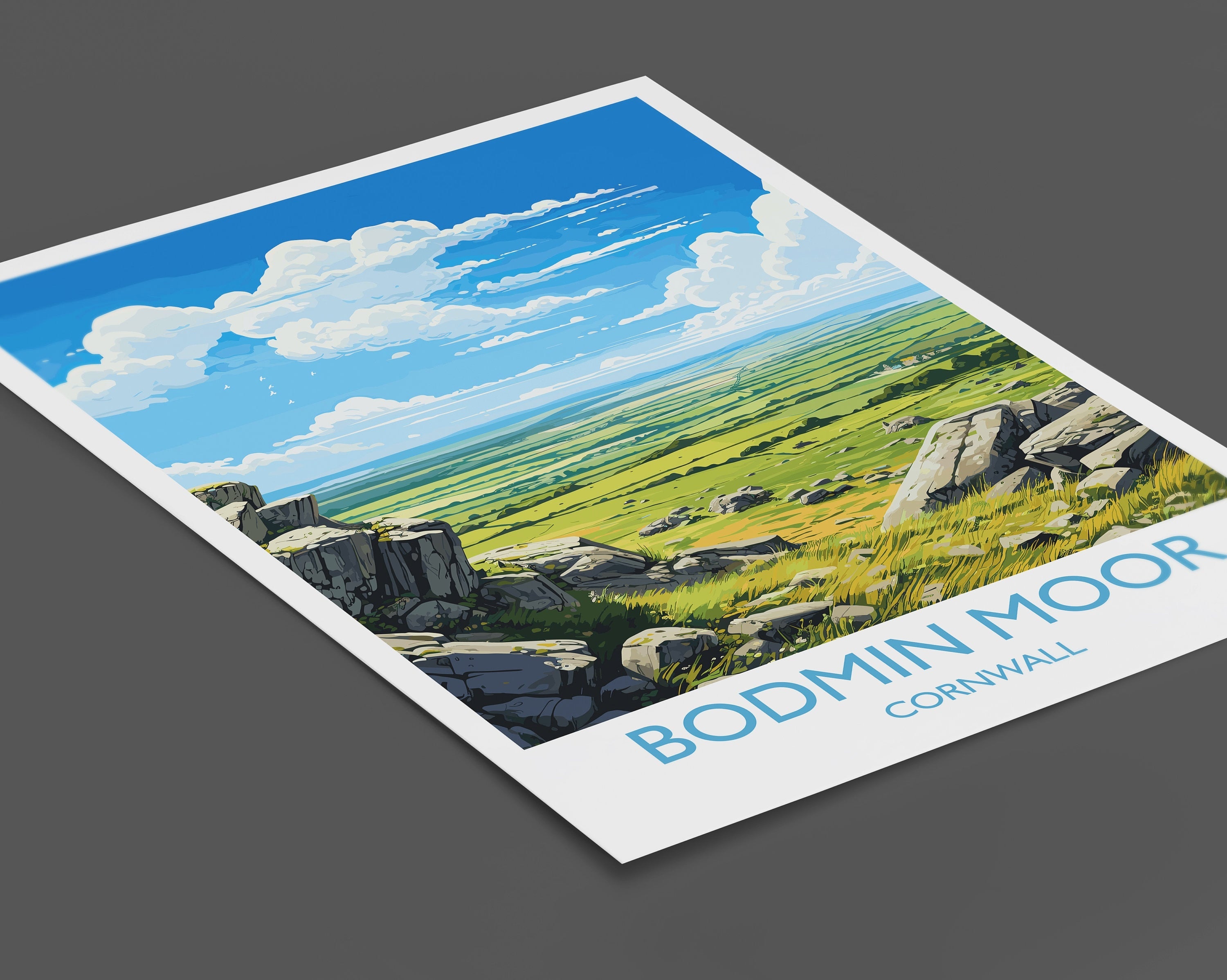 Bodmin Moor Travel Poster, Travel Print of Bodmin Moor, England, Cornwall Art, Bodmin Moor Gift, Wall Art Print NQ Media Designs