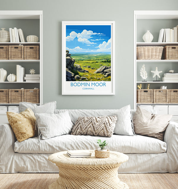 Bodmin Moor Travel Poster, Travel Print of Bodmin Moor, England, Cornwall Art, Bodmin Moor Gift, Wall Art Print
